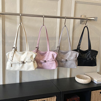 Tas Tote Retro untuk Perjalanan, Tas Tangan Wanita, Bergaya Kasual, Kapasitas Besar, Tas Selempang, Tas Ketiak, Resleting, Bahan Poliester