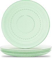 Assiettes en verre à motif gouttelettes vertes vintage - Assiettes à dîner en verre vert faites à la main pour des dîners et des réceptions élégants