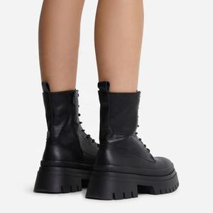 Bottes de motard en similicuir <span class=keywords><strong>beige</strong></span> à semelle épaisse à lacets pour femmes et dames, bottes de luxe, nouvelle collection hiver - Product Image 5