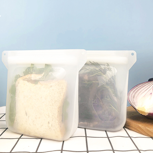 100% Food Grade Lfgb Platinum Silicone Leakproof Stand up Reusable Fresh Food Storage Bag