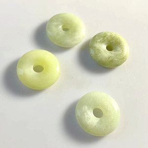 Lemon <strong>Jade</strong> Nature <strong>Stone</strong> Wholesale 25mm Bless With Safeness Donut Ancient Coins Handmade Bracelet Necklace Pendant Beads Jewelry - Product Image 3