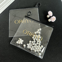 Pochette en plastique transparente avec logo doré personnalisé, sac en plastique durable, emballage pour cosmétiques, bijoux, petit sac à fermeture éclair en PVC transparent