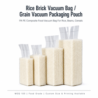 Sac sous vide pour briques de riz, haricots et céréales, sac de stockage de grains thermoscellable de qualité alimentaire, impression personnalisée disponible, MOQ 100