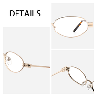 Gafas Ópticas Metálicas Ovaladas Estrechas de Alta Calidad, Montura Completa, con Bloqueo de Luz Azul, Cómodas para el Trabajo de Oficina y Uso Diario