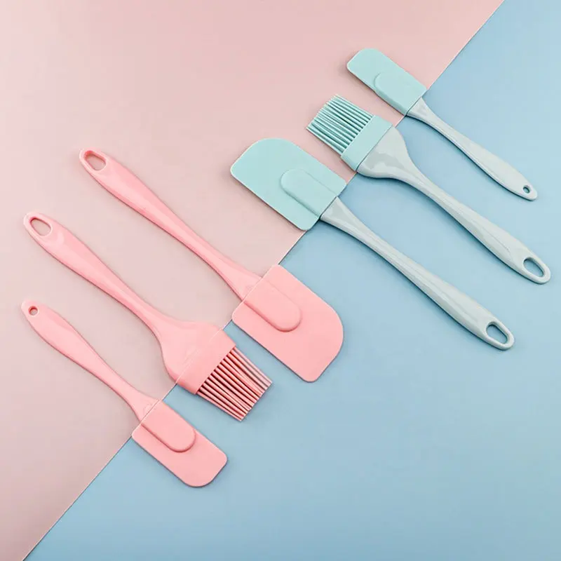 Non-stick Food Graded 3pcs Silicone Spatula Set Detachable Kitchen Mini Silicone Spatula with Silicone Basting Pastry Brush