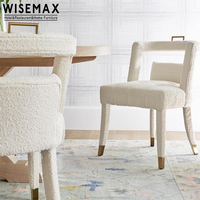 WISEMAX FURNITURE Chaise en tissu laine d'agneau de style nordique, mobilier de salon, canapés, chaise d'appoint, chaises de salle à manger à dossier haut