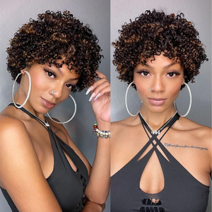 Perruques birmanes brutes cheveux bouclés <span class=keywords><strong>afro</strong></span> crépus sans colle cheveux humains bouclés courts sans dentelle pleine machine perruque faite Aliexpress achats en ligne - Product Image 4