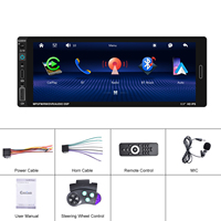 Lecteur MP5 de voiture sans fil Podofo 6,86 pouces 1Din avec écran tactile, Android Auto, BT, TF, AUX, USB TYPE-C, caméra de recul d'usine