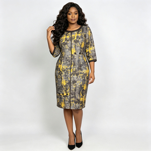 Robe moulante décontractée à manches longues pour femmes 2021, couleur or, taille 5XL, vêtements de bureau pour femmes africaines, robes pour femmes grandes tailles - Product Image 1