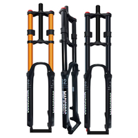 Fourche de vélo à double épaule 26/27.5/29 pouces MTB Suspension pneumatique VTT Fourche avant de descente Voyage 180MM Fourche de vélo