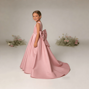 <span class=keywords><strong>Vestido</strong></span> de satén sin mangas con cola <span class=keywords><strong>para</strong></span> niñas, ideal <span class=keywords><strong>para</strong></span> fiestas de cumpleaños, bodas, o como <span class=keywords><strong>vestido</strong></span> de princesa <span class=keywords><strong>para</strong></span> damitas de honor. - Product Image 1