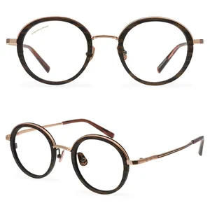 Lunettes rétro en titane pour hommes, haute qualité, monture en bois, verres unisexes