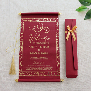 Invito Matrimoniale Personalizzato con Foglia d'Oro e Nastro con Nappina in Confezione di Qualità per Eventi Nuziali - Product Image 3