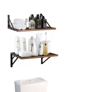 Étagère murale en bois de style américain, étagère de rangement murale en bois massif à une seule ligne, ensemble de deux pièces pour salon et chambre à coucher - Product Image 6