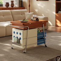 Table d'appoint mobile style Bauhaus, luxe léger, avec plateau relevable, en buis, pliable, bureau de chevet, table à manger avec rangement, pour usage domestique