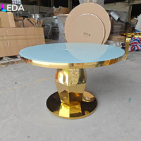 LEDA Fournitures de décoration pour événements et fêtes personnalisées, table ronde en acier inoxydable dorée pour banquet et dîner de mariage
