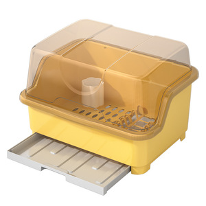 Household <strong>Kitchen</strong> Rack Transparent Clamshell Rack Mounted Dish Draining Bowl Rack <strong>Cupboard</strong> Tableware Storage Box