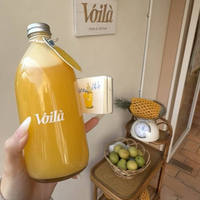 Bouteille en verre transparent givré de 300 ml et 500 ml avec couvercle en aluminium pour l'emballage de boissons (Kombucha, café infusé à froid) - Vente en gros