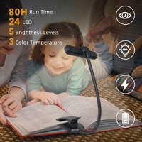 Wason Nouvelle Lampe de Lecture Murale 24 LED à Intensité Variable Infinie, Protection Oculaire, Rechargeable, Fonction Mémoire, pour Lire au Lit, Autonomie de 80 Heures