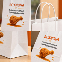 Sacs en papier kraft blanc personnalisés avec poignées durables, impression vibrante, résistants à l'huile pour l'emballage de boulangerie, de snacks et de plats à emporter