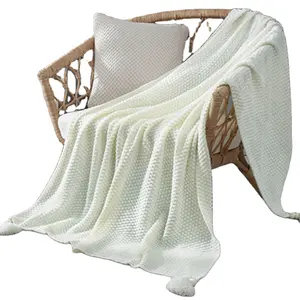 Fabricante, venta al por mayor, 100%, manta acrílica para gofres, manta de poliéster de viaje para sofá cama de Color sólido