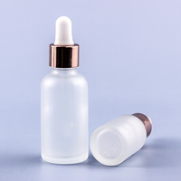 Flacon compte-gouttes en verre givré or rose de luxe pour huile essentielle cosmétique, sérum pour les yeux et soin de la peau, 5 ml, 10 ml, 30 ml, 50 ml
