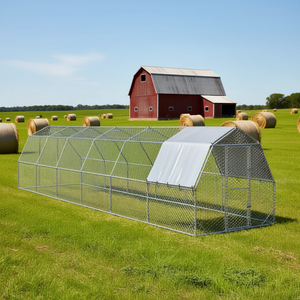 Corral para pollos de acero galvanizado plateado, jaula grande de PE para animales, para avicultura - Product Image 2