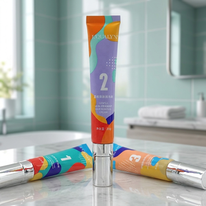 Tube cosmétique en aluminium et plastique 15ml 20ml, tube souple à presser avec applicateur en métal et céramique pour crème contour des yeux, emballage - Product Image 5
