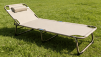 Lit pliant multifonctionnel et fauteuil inclinable 2-en-1 avec cadre métallique pour le bureau, la maison, la sieste, la pause déjeuner, la salle de bain, l'hôtel, le camping