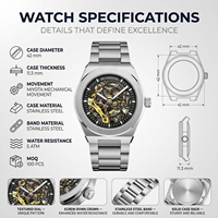 Montre analogique de luxe pour homme BESSERON 2026 Miyota automatique en acier inoxydable, résistante à l'eau 5 ATM, verre saphir, 42 mm, bouton poussoir