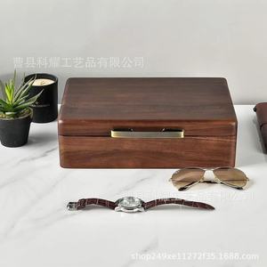 Caja de Almacenamiento de Joyas de Madera de Nogal Negro con Tapa Abatible, Organizador de Relojes de Diseño Exquisito y de Alta Gama - Product Image 4