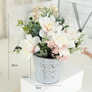 Mini Rosa de Seda en Maceta Metálica - Flor Artificial para Decoración de Mesa, Idea de Regalo, Decoración de Mesa, Bonsái - Product Image 6