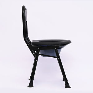 Chaise de toilette pliable <span class=keywords><strong>à</strong></span> dossier haut pour personnes âgées avec seau amovible, idéale pour les femmes enceintes comme chaise de douche - Product Image 2