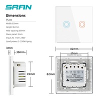 SRAN EU Standard Smart Life App Smart Home Verre 1 2 3 Gang Wifi Applique Murale Écran Tactile Interrupteur Électrique Pour Tuya Alexa