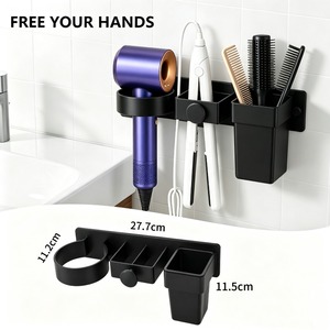 Soporte de pared para secador de pelo sin perforaciones, estante de almacenamiento para secador de pelo, plancha de pelo y tabla de planchar eléctrica para baño - Product Image 1