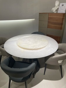 Bàn ăn xoay trung tâm bằng đá cẩm thạch trắng Thiết kế hiện đại Bộ bàn ăn bằng đá cẩm thạch sang trọng Bàn ăn tròn cho gia đình - Product Image 4