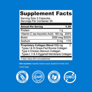 <span class=keywords><strong>C</strong></span>ápsulas de Colágeno de 5 Tipos, Marca Privada/OEM |   Biotina 2500mcg + Vitamina <span class=keywords><strong>C</strong></span> 180mg |   Mezcla de Colágeno de 1300 mg - Product Image 4