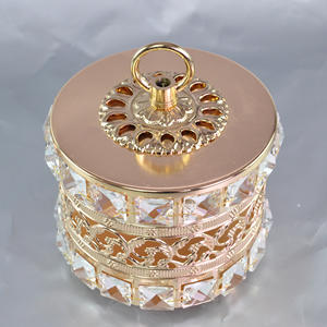 Boîtes à bijoux en cristal de verre rond en métal Feyarl, boîtes à bijoux ornées - Product Image 4