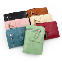 HARGA MURAH Dompet Benang Bordir Retro Laris Manis Dompet Pendek Gesper Warna Polos Dompet Koin Resleting untuk Wanita