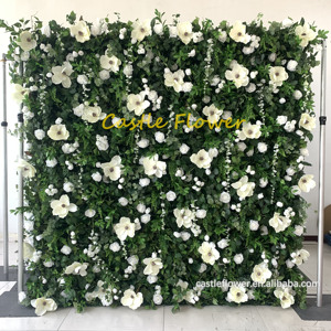 Tissu personnalisé 5D/3D enroulé blanc soie artificielle fleur de <span class=keywords><strong>pampa</strong></span> <span class=keywords><strong>rose</strong></span> panneau de fond de scène murale décoration de mariage mur de fleurs artificielles - Product Image 4
