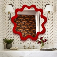 Miroir de maquillage mural avec nuages extraterrestres illuminés modernes Décoration pour coiffeuse de salle de bain ou salon