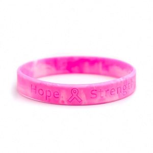 Pulsera de Silicona Personalizada para la Concientización sobre el Cáncer de Mama con Cinta Rosa, Esperanza, Fe, Fuerza, Actividad Promocional - Product Image 5