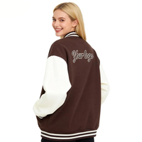 Desain Jaket Baseball Varsity Kampus Musim Dingin Anda Sendiri, Jaket Bomber Streetwear Bordir Kustom untuk Wanita dan Pria