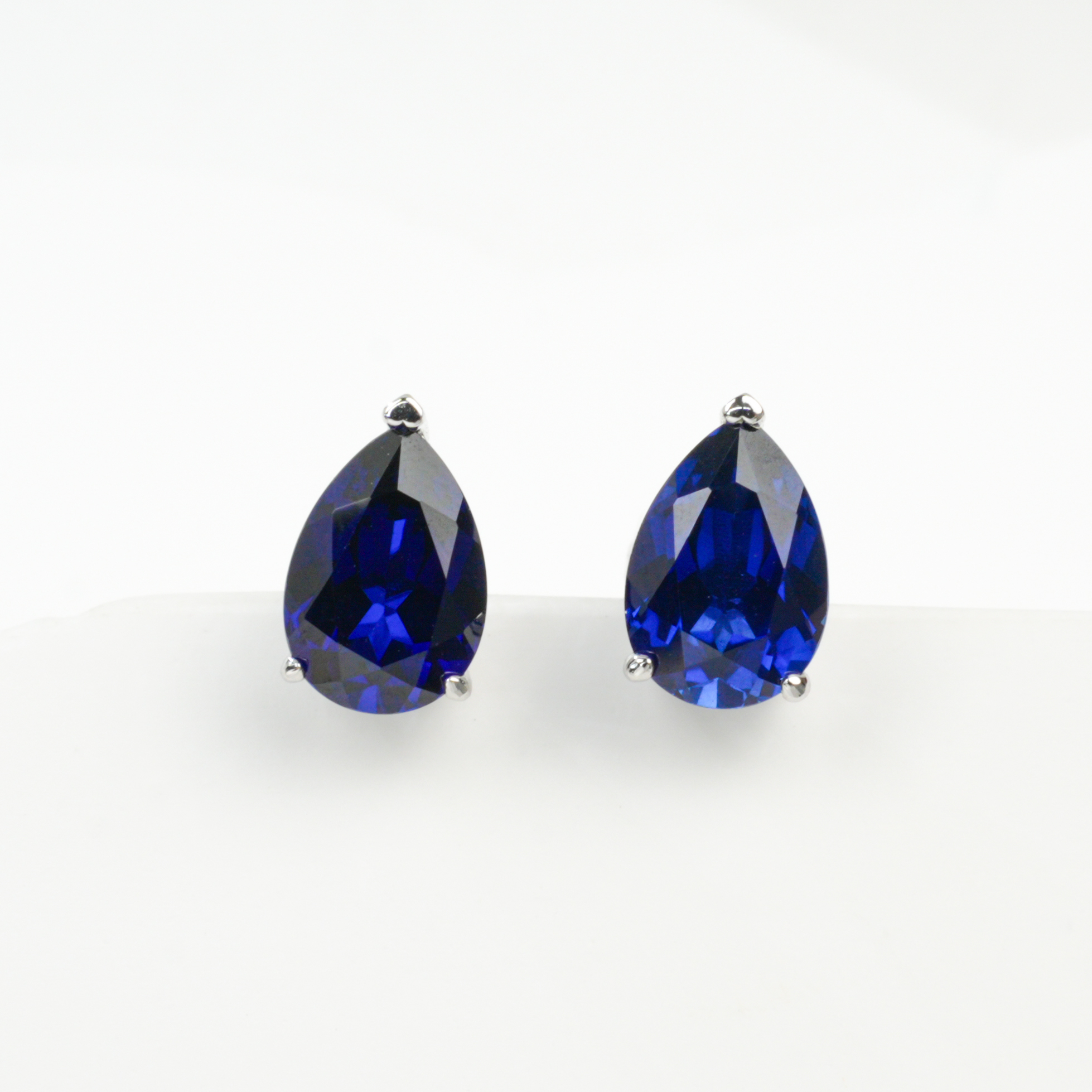 Lab Created Royal Blue Sapphire Earrings
