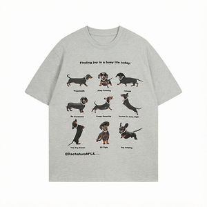 Camiseta de hombre con estampado de Dachshund, oversize, de manga corta, de algodón, informal, con cuello redondo, estampado de letras, estilo urbano, anti-bolitas - Product Image 1