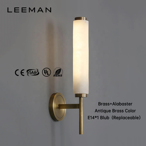 Modern Luxury Villa Bedside Brass Alabaster Wall Sconce Lamp Interior Home <b>Thin</b> Cylindrical Bedroom Bathroom <b>Mirror</b> Wall Light - Product Image 1
