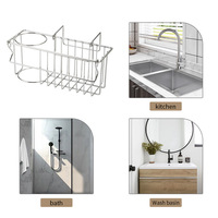 Panier d'évier de cuisine en acier inoxydable 304 pour fabricants, support de rangement mobile sur pied avec crochet pour éponge à récurer, vente en gros