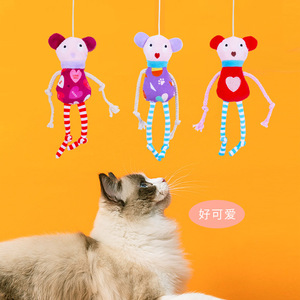 Elastic <b>Cat</b> Teaser Plush Mouse <b>Toy</b> With Catnip <b>Interactive</b> Play For Kittens - Product Image 3