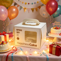 Boîte élégante pour gâteau de mariage ou d'anniversaire avec grande fenêtre, poignée portable, en carton blanc, emballage alimentaire sûr, impression personnalisée OEM