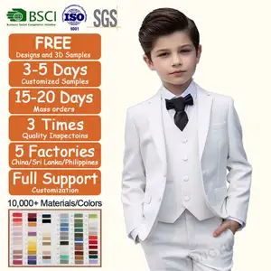 <span class=keywords><strong>Costume</strong></span> pour enfants sur mesure, smoking à revers châle, <span class=keywords><strong>costume</strong></span> pour garçon noir/<span class=keywords><strong>blanc</strong></span>, costumes de mariage et de bal pour enfants (veste + gilet + pantalon + cravate) - Product Image 2